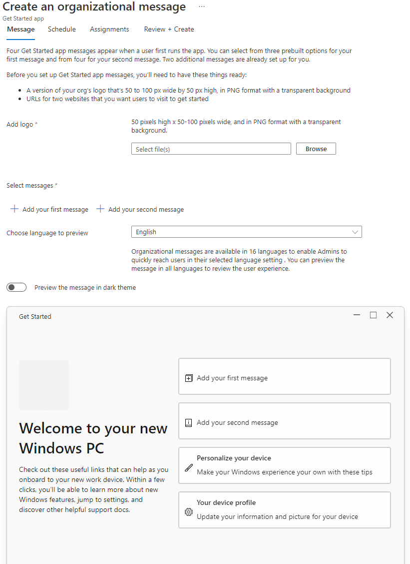 Organizational messages send with intune just about the modern workplace